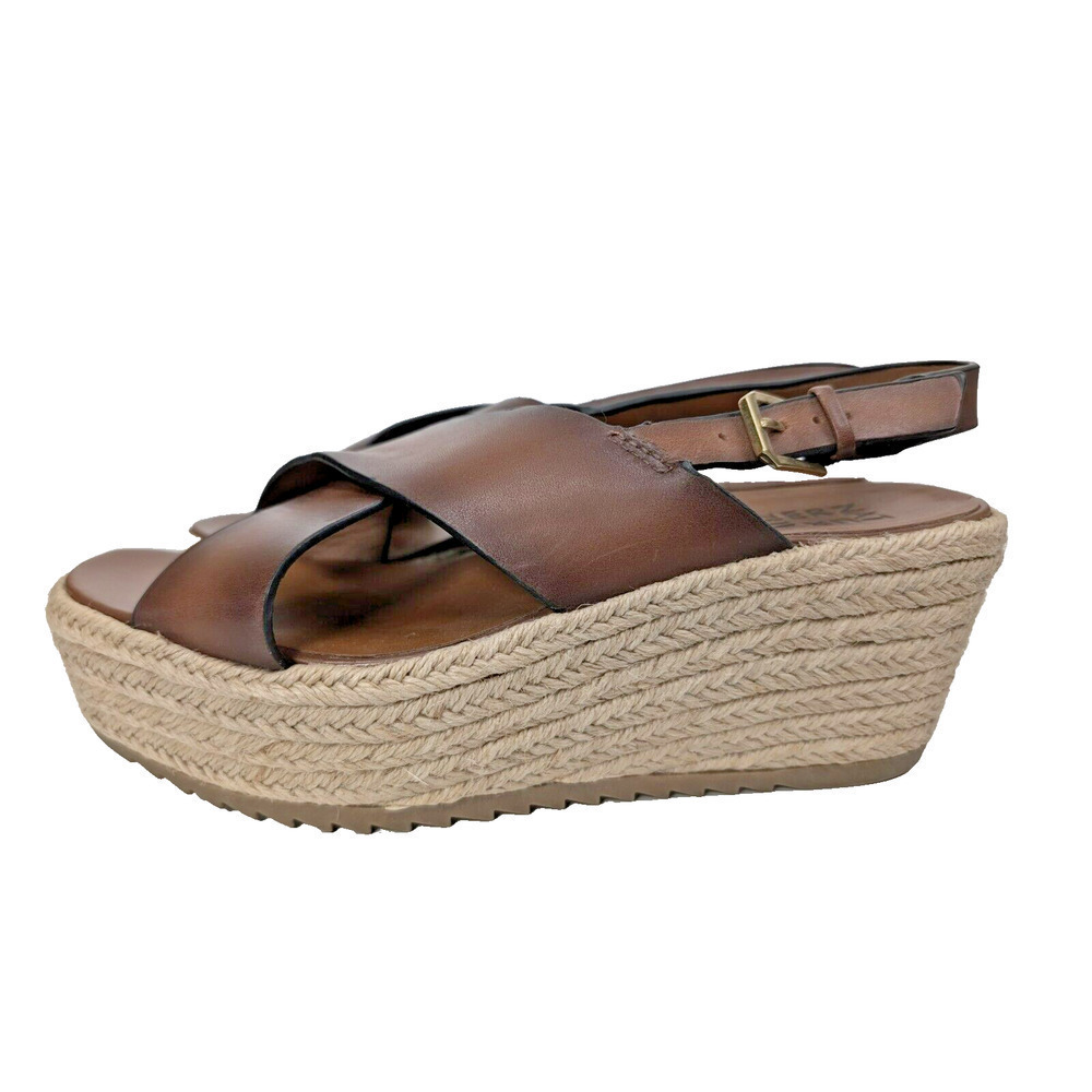 Naturalizer Oak Open Toe Slingback Espadrilles Wedge Sandals Sz 8.5 Brown